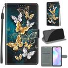 For Xiaomi Redmi 9A Voltage Coloured Drawing Magnetic Clasp Horizontal Flip PU Leather Case with Holder & Card Slots(C20 Gold Silver Flying Butterflies) - 1