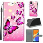 For Xiaomi Redmi 9C Voltage Coloured Drawing Magnetic Clasp Horizontal Flip PU Leather Case with Holder & Card Slots(C03 Gradient Pink Flying Butterflies) - 1