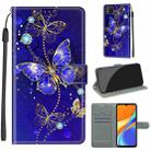 For Xiaomi Redmi 9C Voltage Coloured Drawing Magnetic Clasp Horizontal Flip PU Leather Case with Holder & Card Slots(C11 Blue Golden Chain Butterflies) - 1