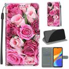 For Xiaomi Redmi 9C Voltage Coloured Drawing Magnetic Clasp Horizontal Flip PU Leather Case with Holder & Card Slots(C17 Green Leaf Pink Rose) - 1