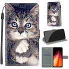 For Xiaomi Redmi Note 8 Voltage Coloured Drawing Magnetic Clasp Horizontal Flip PU Leather Case with Holder & Card Slots(C02 Fork Hand White Claw Cat) - 1