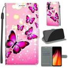 For Xiaomi Redmi Note 8 Voltage Coloured Drawing Magnetic Clasp Horizontal Flip PU Leather Case with Holder & Card Slots(C03 Gradient Pink Flying Butterflies) - 1