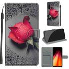 For Xiaomi Redmi Note 8 Voltage Coloured Drawing Magnetic Clasp Horizontal Flip PU Leather Case with Holder & Card Slots(C14 Black Water Drop Rose) - 1