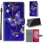 For Xiaomi Redmi Note 8 Pro Voltage Coloured Drawing Magnetic Clasp Horizontal Flip PU Leather Case with Holder & Card Slots(C11 Blue Golden Chain Butterflies) - 1