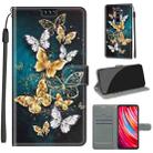 For Xiaomi Redmi Note 8 Pro Voltage Coloured Drawing Magnetic Clasp Horizontal Flip PU Leather Case with Holder & Card Slots(C20 Gold Silver Flying Butterflies) - 1