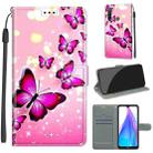 For Xiaomi Redmi Note 8T Voltage Coloured Drawing Magnetic Clasp Horizontal Flip PU Leather Case with Holder & Card Slots(C03 Gradient Pink Flying Butterflies) - 1