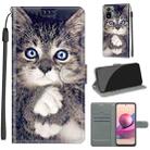 For Xiaomi Redmi Note 10 4G/Note 10S Voltage Coloured Drawing Magnetic Clasp Horizontal Flip PU Leather Case with Holder & Card Slots(C02 Fork Hand White Claw Cat) - 1