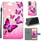For Xiaomi Redmi Note 10 4G/Note 10S Voltage Coloured Drawing Magnetic Clasp Horizontal Flip PU Leather Case with Holder & Card Slots(C03 Gradient Pink Flying Butterflies) - 1