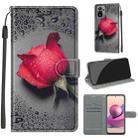 For Xiaomi Redmi Note 10 4G/Note 10S Voltage Coloured Drawing Magnetic Clasp Horizontal Flip PU Leather Case with Holder & Card Slots(C14 Black Water Drop Rose) - 1