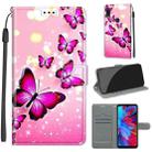 For Xiaomi Redmi Note 7 Voltage Coloured Drawing Magnetic Clasp Horizontal Flip PU Leather Case with Holder & Card Slots(C03 Gradient Pink Flying Butterflies) - 1
