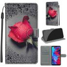 For Xiaomi Redmi Note 7 Voltage Coloured Drawing Magnetic Clasp Horizontal Flip PU Leather Case with Holder & Card Slots(C14 Black Water Drop Rose) - 1