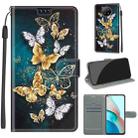 For Xiaomi Redmi Note 9 5G/ 9T Voltage Coloured Drawing Magnetic Clasp Horizontal Flip PU Leather Case with Holder & Card Slots(C20 Gold Silver Flying Butterflies) - 1