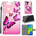 For Xiaomi Redmi Note 9/Redmi 10X 4G Voltage Coloured Drawing Magnetic Clasp Horizontal Flip PU Leather Case with Holder & Card Slots(C03 Gradient Pink Flying Butterflies) - 1