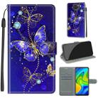 For Xiaomi Redmi Note 9/Redmi 10X 4G Voltage Coloured Drawing Magnetic Clasp Horizontal Flip PU Leather Case with Holder & Card Slots(C11 Blue Golden Chain Butterflies) - 1