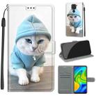 For Xiaomi Redmi Note 9/Redmi 10X 4G Voltage Coloured Drawing Magnetic Clasp Horizontal Flip PU Leather Case with Holder & Card Slots(C15 Blue Sweater White Cat) - 1