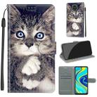 For Xiaomi Redmi Note 9S/9 Pro Voltage Coloured Drawing Magnetic Clasp Horizontal Flip PU Leather Case with Holder & Card Slots(C02 Fork Hand White Claw Cat) - 1