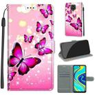 For Xiaomi Redmi Note 9S/9 Pro Voltage Coloured Drawing Magnetic Clasp Horizontal Flip PU Leather Case with Holder & Card Slots(C03 Gradient Pink Flying Butterflies) - 1
