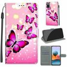 For Xiaomi Redmi Note 10 Pro Max/10 Pro Voltage Coloured Drawing Magnetic Clasp Horizontal Flip PU Leather Case with Holder & Card Slots(C03 Gradient Pink Flying Butterflies) - 1