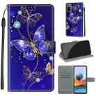 For Xiaomi Redmi Note 10 Pro Max/10 Pro Voltage Coloured Drawing Magnetic Clasp Horizontal Flip PU Leather Case with Holder & Card Slots(C11 Blue Golden Chain Butterflies) - 1