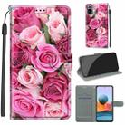For Xiaomi Redmi Note 10 Pro Max/10 Pro Voltage Coloured Drawing Magnetic Clasp Horizontal Flip PU Leather Case with Holder & Card Slots(C17 Green Leaf Pink Rose) - 1