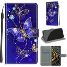 For Xiaomi Poco M3 Voltage Coloured Drawing Magnetic Clasp Horizontal Flip PU Leather Case with Holder & Card Slots(C11 Blue Golden Chain Butterflies) - 1