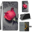 For Xiaomi Poco M3 Voltage Coloured Drawing Magnetic Clasp Horizontal Flip PU Leather Case with Holder & Card Slots(C14 Black Water Drop Rose) - 1