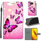 For Xiaomi Poco X3 NFC Voltage Coloured Drawing Magnetic Clasp Horizontal Flip PU Leather Case with Holder & Card Slots(C03 Gradient Pink Flying Butterflies) - 1