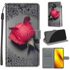 For Xiaomi Poco X3 NFC Voltage Coloured Drawing Magnetic Clasp Horizontal Flip PU Leather Case with Holder & Card Slots(C14 Black Water Drop Rose) - 1