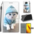 For Xiaomi Poco X3 NFC Voltage Coloured Drawing Magnetic Clasp Horizontal Flip PU Leather Case with Holder & Card Slots(C15 Blue Sweater White Cat) - 1