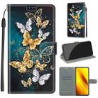 For Xiaomi Poco X3 NFC Voltage Coloured Drawing Magnetic Clasp Horizontal Flip PU Leather Case with Holder & Card Slots(C20 Gold Silver Flying Butterflies) - 1