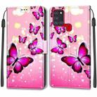 For Samsung Galaxy A21s Voltage Colored Drawing Magnetic Clasp Horizontal Flip PU Leather Case with Holder & Card Slots(C03 Gradient Pink Flying Butterflies) - 1