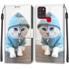 For Samsung Galaxy A21s Voltage Colored Drawing Magnetic Clasp Horizontal Flip PU Leather Case with Holder & Card Slots(C15 Blue Sweater White Cat) - 1