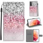 For Samsung Galaxy S21 5G Voltage Colored Drawing Magnetic Clasp Horizontal Flip PU Leather Case with Holder & Card Slots(C13 Silver Pink Glitter) - 1