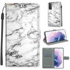 For Samsung Galaxy S21+ 5G Voltage Colored Drawing Magnetic Clasp Horizontal Flip PU Leather Case with Holder & Card Slots(C01 White Marble) - 1