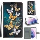 For Samsung Galaxy S21+ 5G Voltage Colored Drawing Magnetic Clasp Horizontal Flip PU Leather Case with Holder & Card Slots(C20 Gold Silver Flying Butterflies) - 1