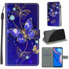 For Huawei P Smart Z / Y9 Prime / 9X / 9X Pro Voltage Colored Drawing Magnetic Clasp Horizontal Flip PU Leather Case with Holder & Card Slots(C11 Blue Golden Chain Butterflies) - 1