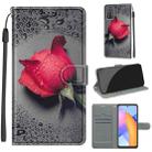 For Honor 10X Lite Voltage Colored Drawing Magnetic Clasp Horizontal Flip PU Leather Case with Holder & Card Slots(C14 Black Water Drop Rose) - 1