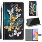 For Honor 10X Lite Voltage Colored Drawing Magnetic Clasp Horizontal Flip PU Leather Case with Holder & Card Slots(C20 Gold Silver Flying Butterflies) - 1