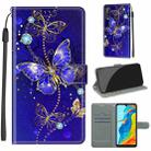 For Huawei P30 Lite Voltage Colored Drawing Magnetic Clasp Horizontal Flip PU Leather Case with Holder & Card Slots(C11 Blue Golden Chain Butterflies) - 1