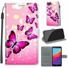 For Huawei Y5 2018 / Honor Play 7 Voltage Colored Drawing Magnetic Clasp Horizontal Flip PU Leather Case with Holder & Card Slots(C03 Gradient Pink Flying Butterflies) - 1