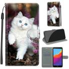 For Huawei Y5 2018 / Honor Play 7 Voltage Colored Drawing Magnetic Clasp Horizontal Flip PU Leather Case with Holder & Card Slots(C08 Flower Bush Big White Cat) - 1