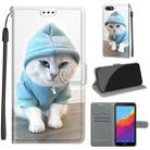 For Huawei Y5 2018 / Honor Play 7 Voltage Colored Drawing Magnetic Clasp Horizontal Flip PU Leather Case with Holder & Card Slots(C15 Blue Sweater White Cat) - 1