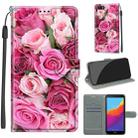 For Huawei Y5 2018 / Honor Play 7 Voltage Colored Drawing Magnetic Clasp Horizontal Flip PU Leather Case with Holder & Card Slots(C17 Green Leaf Pink Rose) - 1