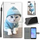 For Huawei Y6 2018 / Honor 7A Voltage Colored Drawing Magnetic Clasp Horizontal Flip PU Leather Case with Holder & Card Slots(C15 Blue Sweater White Cat) - 1