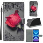 For Honor 8X Voltage Colored Drawing Magnetic Clasp Horizontal Flip PU Leather Case with Holder & Card Slots(C14 Black Water Drop Rose) - 1