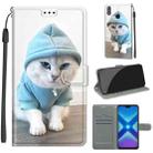 For Honor 8X Voltage Colored Drawing Magnetic Clasp Horizontal Flip PU Leather Case with Holder & Card Slots(C15 Blue Sweater White Cat) - 1