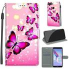 For Honor 9 Lite Voltage Colored Drawing Magnetic Clasp Horizontal Flip PU Leather Case with Holder & Card Slots(C03 Gradient Pink Flying Butterflies) - 1