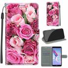 For Honor 9 Lite Voltage Colored Drawing Magnetic Clasp Horizontal Flip PU Leather Case with Holder & Card Slots(C17 Green Leaf Pink Rose) - 1