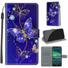 For Nokia 2.3 Voltage Colored Drawing Magnetic Clasp Horizontal Flip PU Leather Case with Holder & Card Slots(C11 Blue Golden Chain Butterflies) - 1