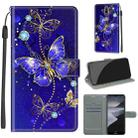 For Nokia 2.4 Voltage Colored Drawing Magnetic Clasp Horizontal Flip PU Leather Case with Holder & Card Slots(C11 Blue Golden Chain Butterflies) - 1